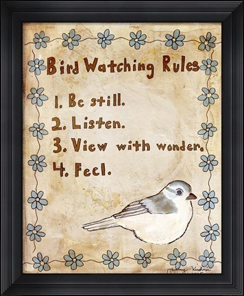 Framed Bird Watching Rules Print