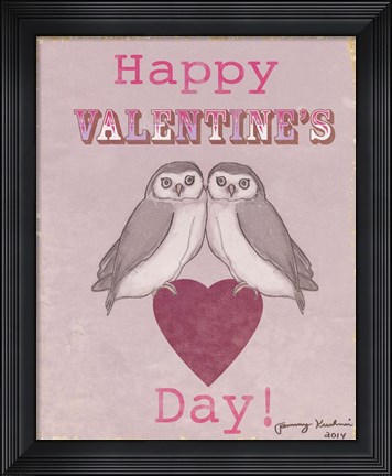 Framed Valentine&#39;s Day Owls Print