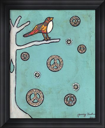 Framed Peace Sign Bird Print