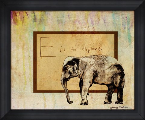 Framed E is For Elephant Print