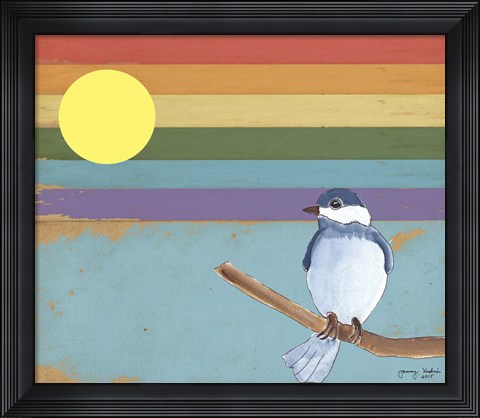 Framed Rainbow And Bird Print