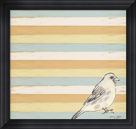Framed Bird Stripes Print