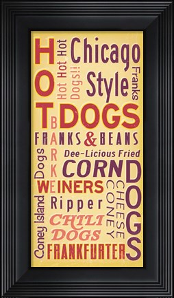 Framed Hot Dogs Words Print