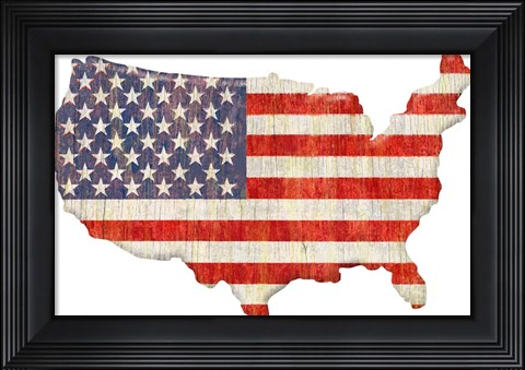 Framed American Flag Continent Cut Out Print