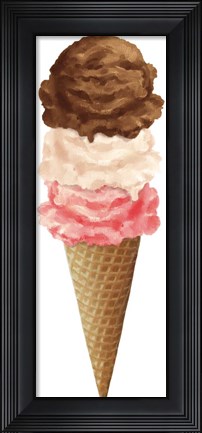 Framed Ice Cream Cone 3 Scoops Print