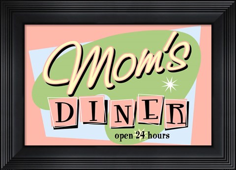 Framed Moms Diner Retro Pink Print