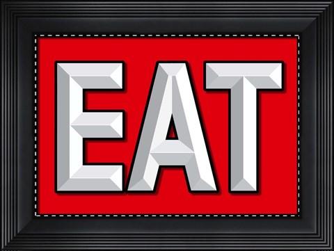 Framed EAT Solid With Checkerboard Print