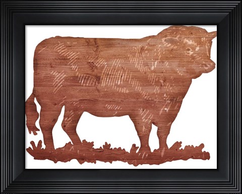 Framed Bull Cut Out Print