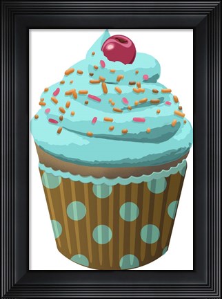 Framed Chocolate Cupcake Blue Print