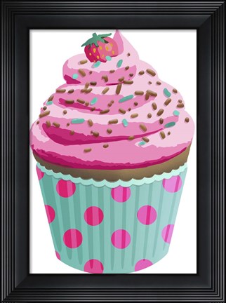 Framed Chocolate Cupcake Pink Print