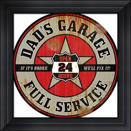 Framed Dads Garage Rusted Print