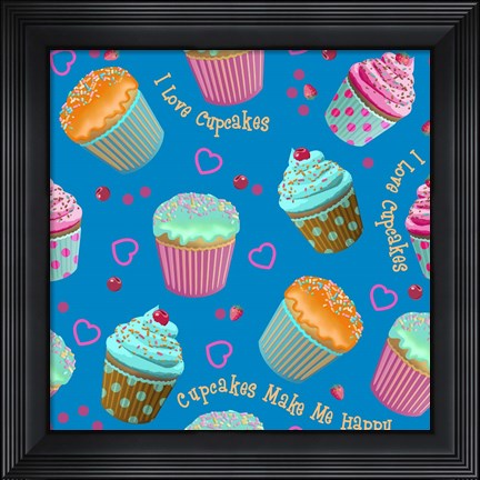 Framed Cupcake Blue Print