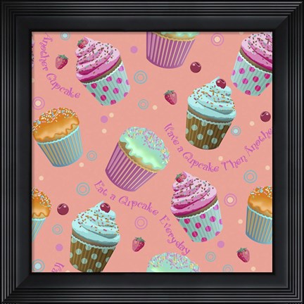 Framed Cupcake Coral Print