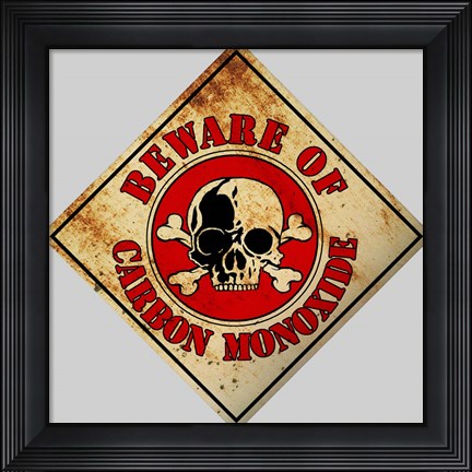 Framed Beware Carbon Monoxide Print
