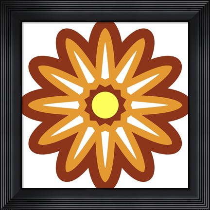 Framed Mod Flowers Cut out Rust Print