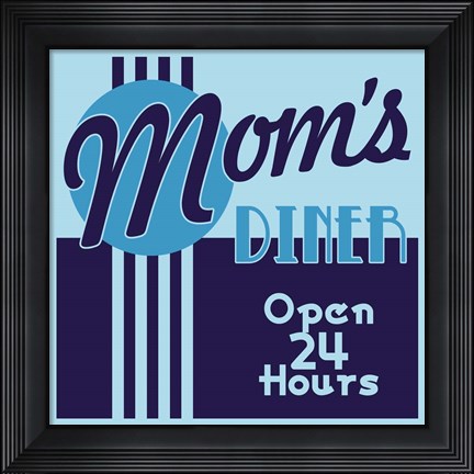 Framed Moms Diner 24 Hours In Blues Print