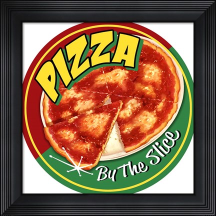 Framed Pizza By Slice Round Print