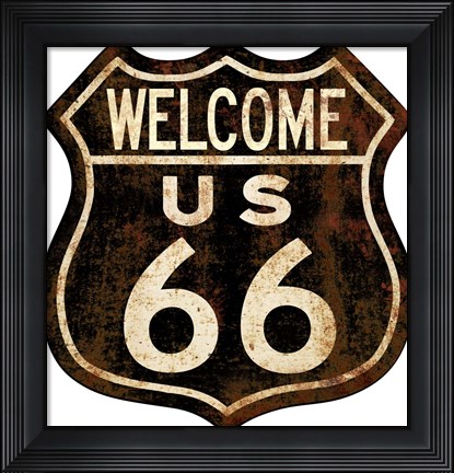 Framed Route 66 Distressed Welcome Print
