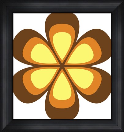Framed Mod Flowers Cut out Brown Print