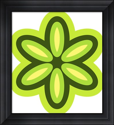 Framed Mod Flowers Cut out Green Print