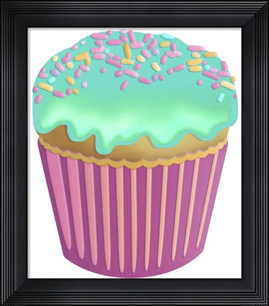 Framed Vanilla Cupcake Blue Print