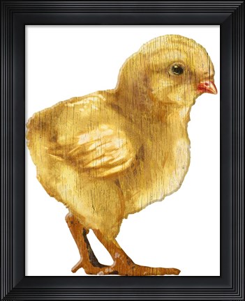 Framed Chick Yellow Wood Print