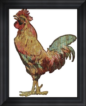 Framed Rooster Wood Print
