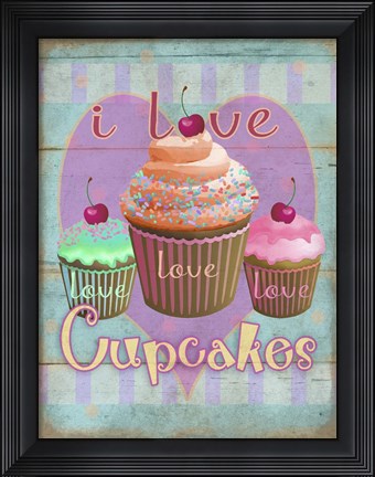 Framed I Love Cupcakes Print