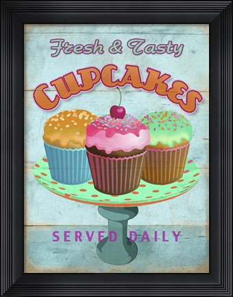 Framed Cupcakes Retro Fresh Print
