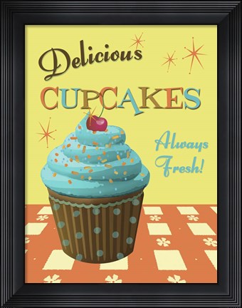 Framed Cupcakes Delicious Print
