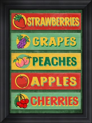 Framed Farm Stand Board - Fruit Print
