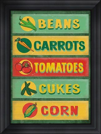 Framed Farm Stand Board - Veggies Print