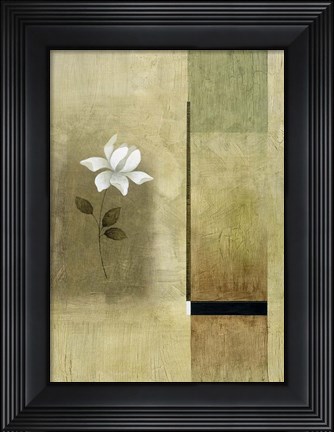 Framed White Flowers on Taupe 2 Print