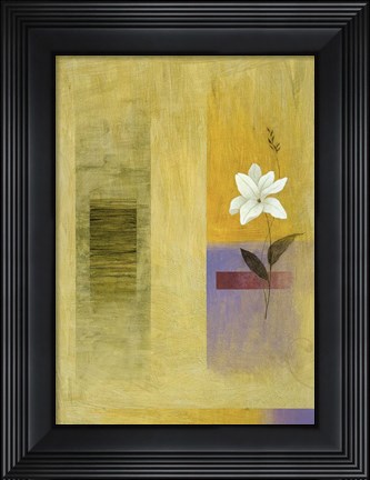 Framed White Flower on Lilac and Yellow 2 Print