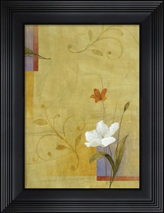 Framed White Flower on Lilac and Yellow 3 Print