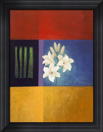 Framed White Flower Abstract 2 Print