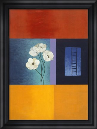 Framed White Flower Abstract 1 Print
