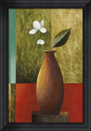 Framed Gold Vase Floral I Print