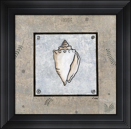 Framed Sea Shell on Blue II Print