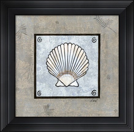 Framed Sea Shell on Blue III Print