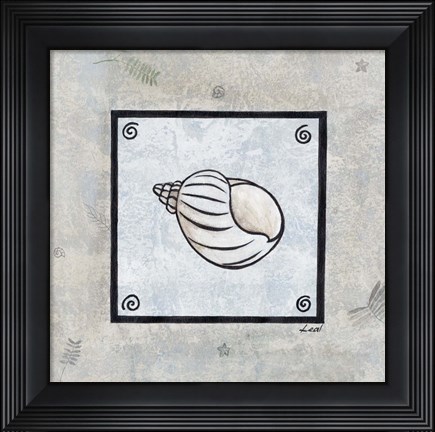 Framed Sea Shell on Blue I Print