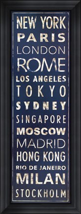 Framed Transit World Cities I (Blue) Print