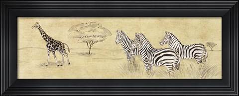 Framed Zebras and Giraffe Print