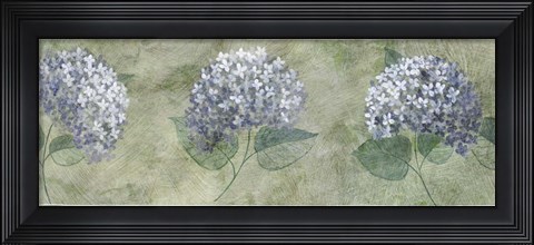 Framed Blue Flowers on Grey  Panel Print