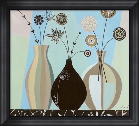 Framed Vase Trio I Print