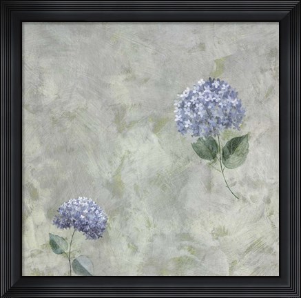 Framed Blue Flowers on Grey Print