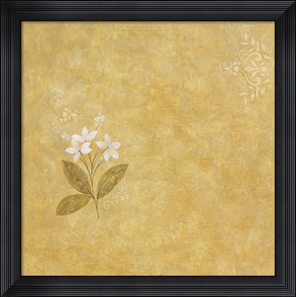 Framed White Flower on Gold Print