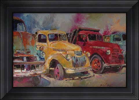 Framed Trucks In Montrose Print