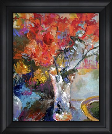 Framed Flowers In Vase Print