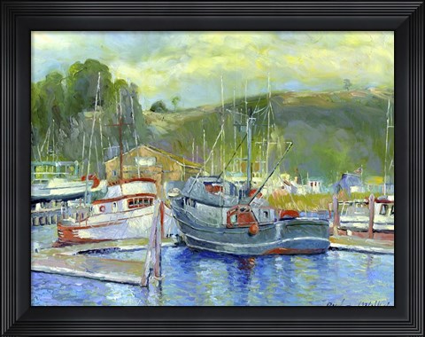 Framed Fishing Boats On Oregon Coast 1 Print